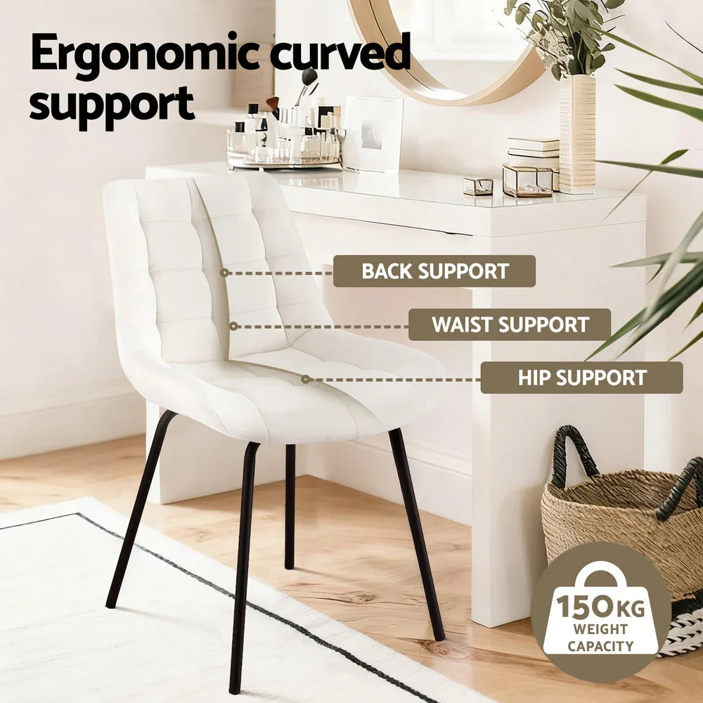 Artiss 2x Dining Chairs Velvet Tufted Kitchen Lounge Cafe Accent Chair Beige - Mekamart Australia