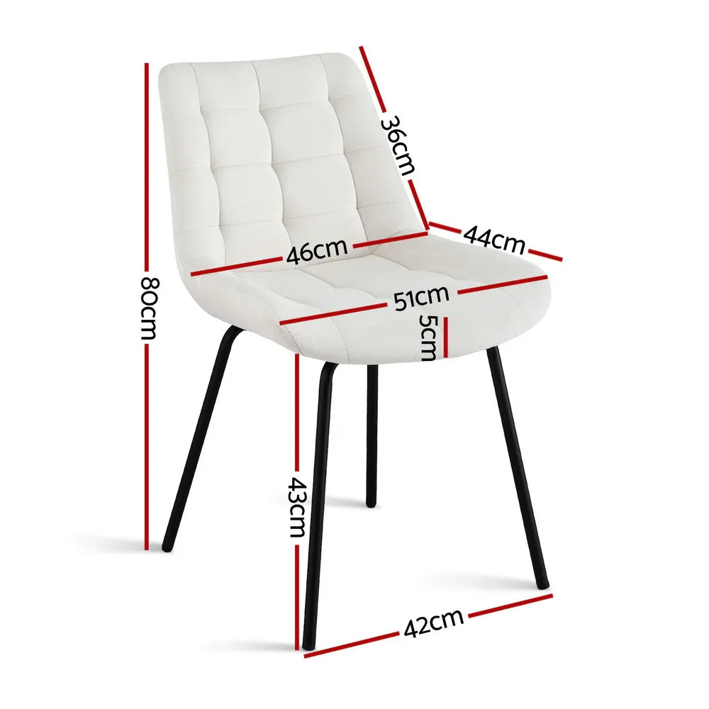 Artiss 4x Dining Chairs Velvet Tufted Kitchen Lounge Cafe Accent Chair Beige - Mekamart Australia