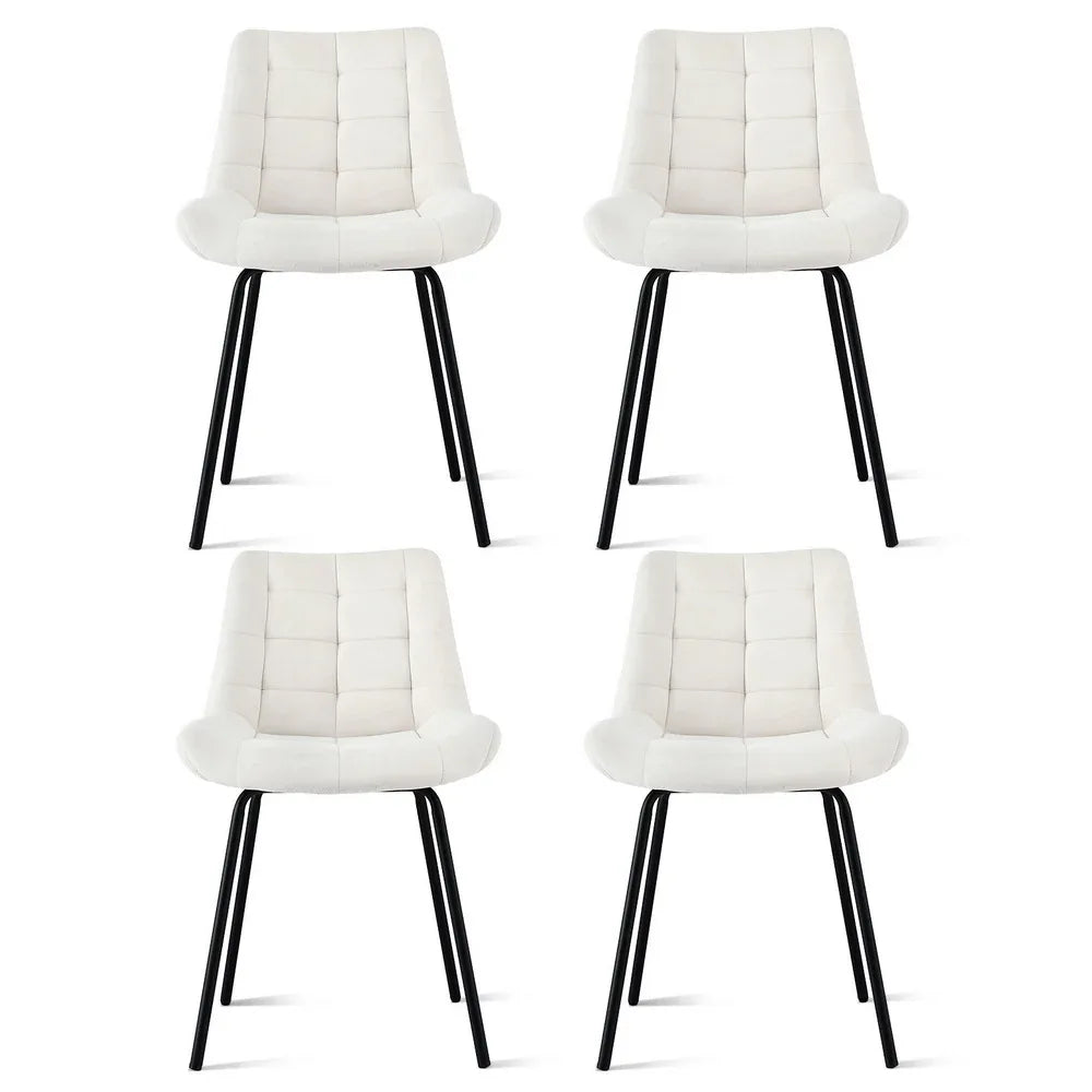 Artiss 4x Dining Chairs Velvet Tufted Kitchen Lounge Cafe Accent Chair Beige - Mekamart Australia