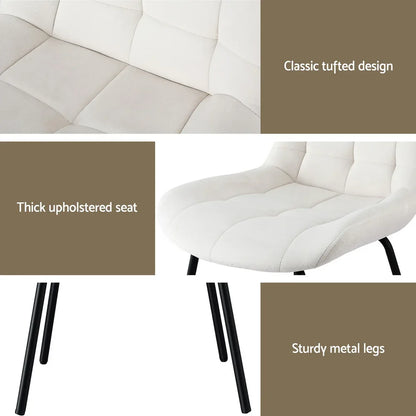 Artiss 4x Dining Chairs Velvet Tufted Kitchen Lounge Cafe Accent Chair Beige - Mekamart Australia