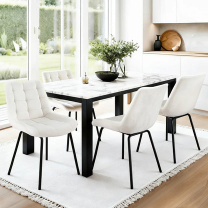 Artiss 4x Dining Chairs Velvet Tufted Kitchen Lounge Cafe Accent Chair Beige - Mekamart Australia