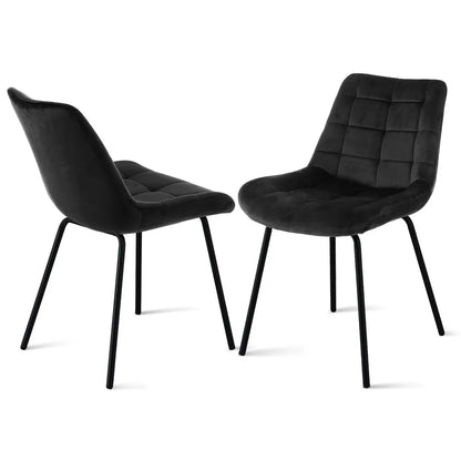Artiss 2x Dining Chairs Velvet Tufted Kitchen Lounge Cafe Accent Chair Black - Mekamart Australia