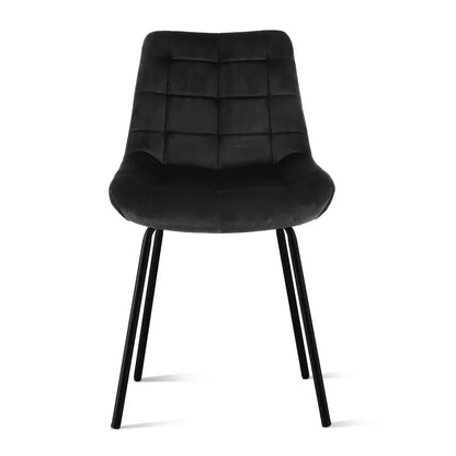 Artiss 2x Dining Chairs Velvet Tufted Kitchen Lounge Cafe Accent Chair Black - Mekamart Australia
