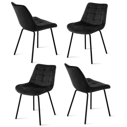 Artiss 4x Dining Chairs Velvet Tufted Kitchen Lounge Cafe Accent Chair Black - Mekamart Australia