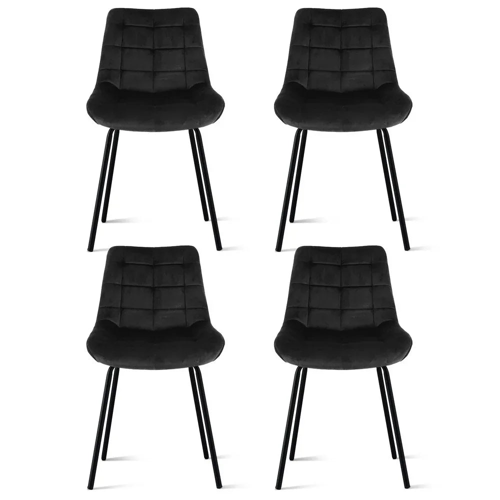 Artiss 4x Dining Chairs Velvet Tufted Kitchen Lounge Cafe Accent Chair Black - Mekamart Australia