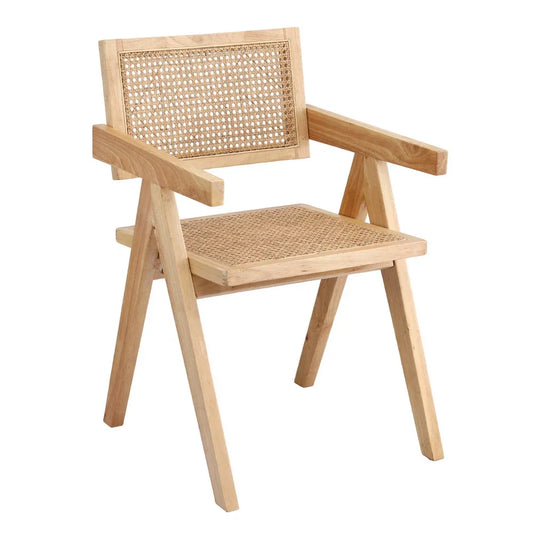 Artiss 1x Dining Chair Wooden Rattan Seat Rubber Wood Frame - Mekamart Australia