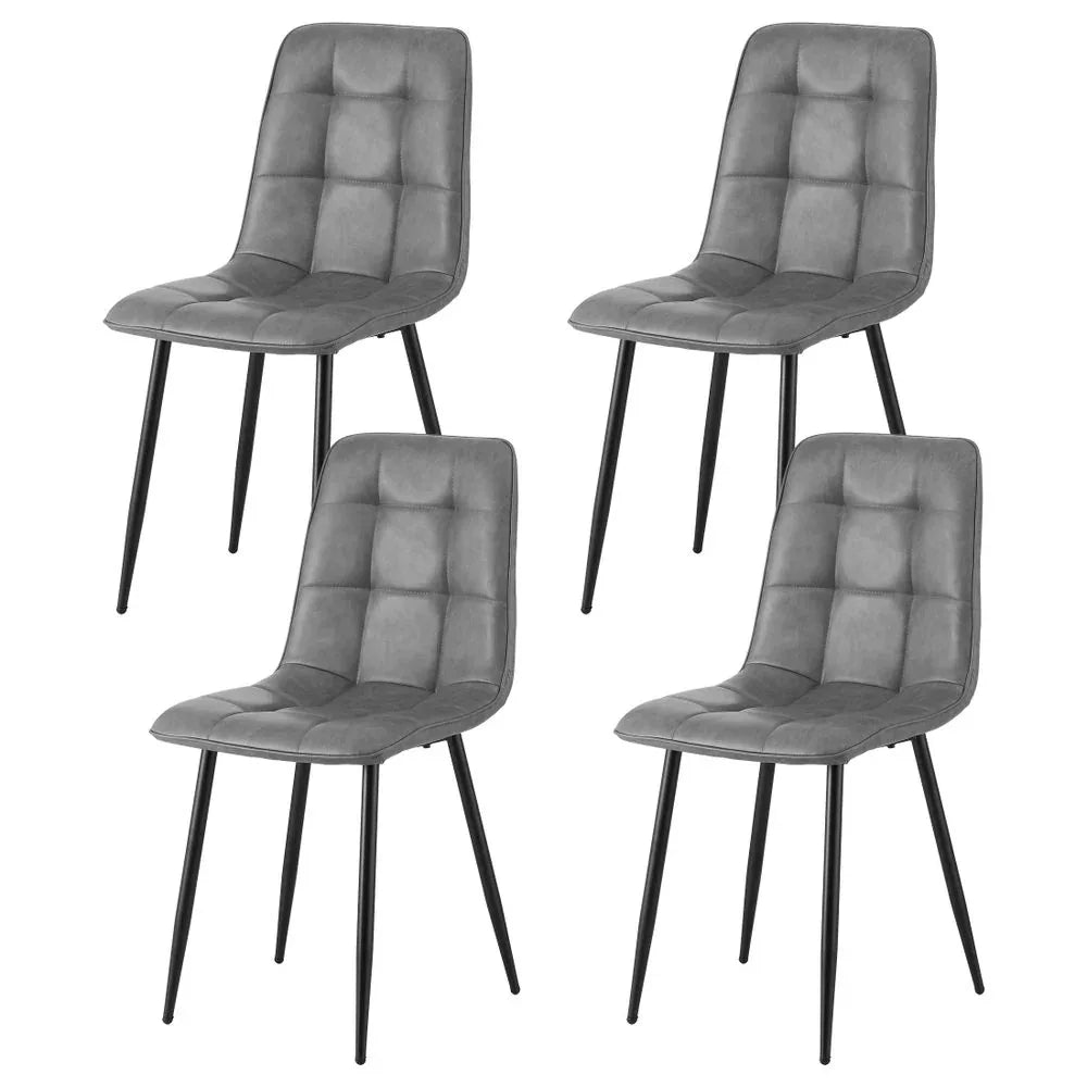 Artiss 4x Dining Chairs Retro PU Leather Kitchen Lounge Cafe Accent Chair Grey - Mekamart Australia