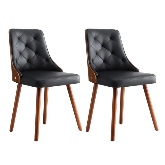 1 Set of 2 Artiss Dining Chairs Black PU - Mekamart Australia