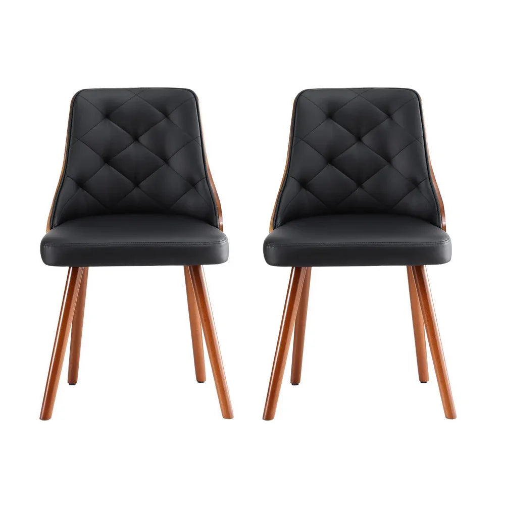 1 Set of 2 Artiss Dining Chairs Black PU - Mekamart Australia