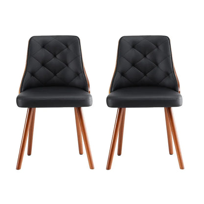 1 Set of 2 Artiss Dining Chairs Black PU - Mekamart Australia