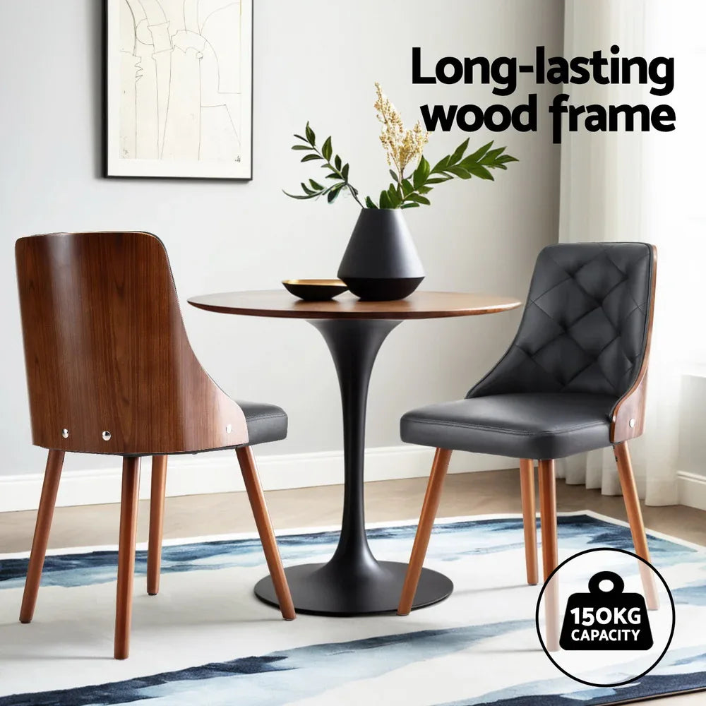 1 Set of 2 Artiss Dining Chairs Black PU - Mekamart Australia