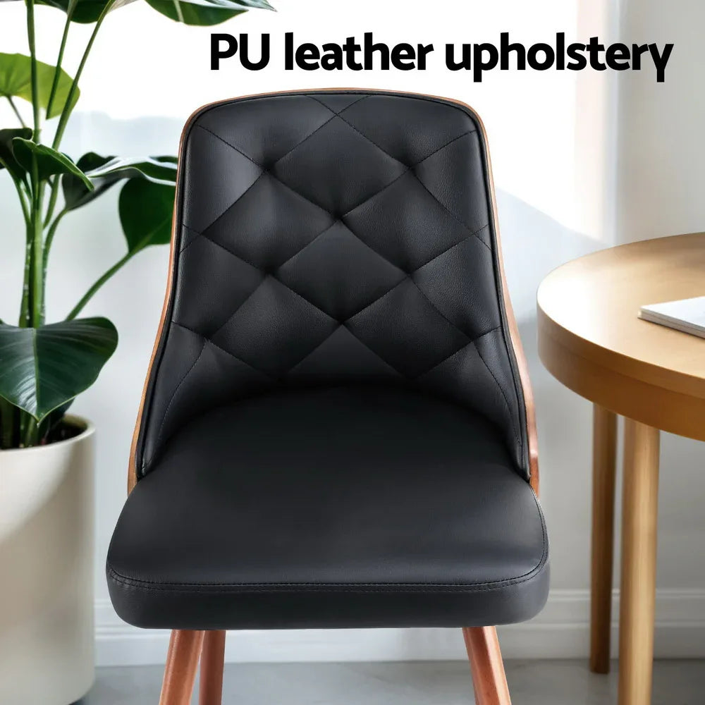 1 Set of 2 Artiss Dining Chairs Black PU - Mekamart Australia