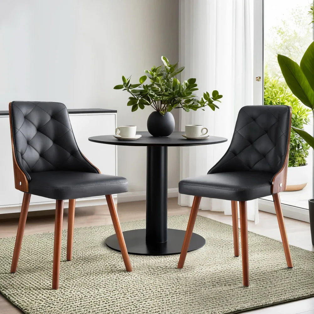 1 Set of 2 Artiss Dining Chairs Black PU - Mekamart Australia