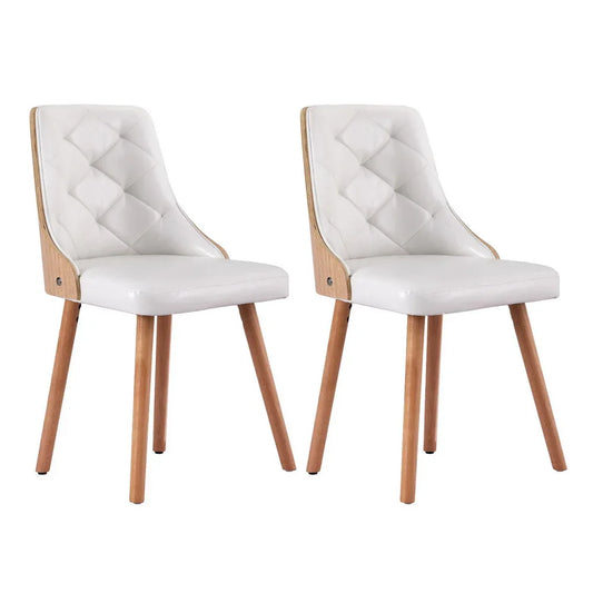 1 Set of 2 Artiss Dining Chairs White PU - Mekamart Australia
