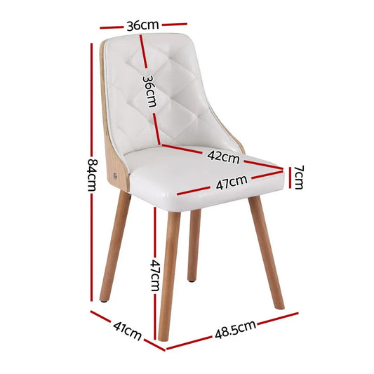 1 Set of 2 Artiss Dining Chairs White PU - Mekamart Australia