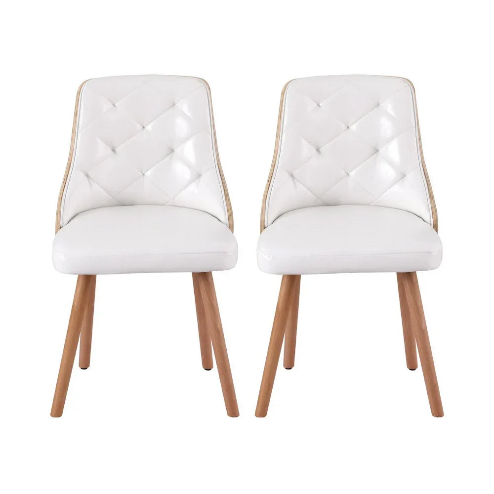 1 Set of 2 Artiss Dining Chairs White PU - Mekamart Australia