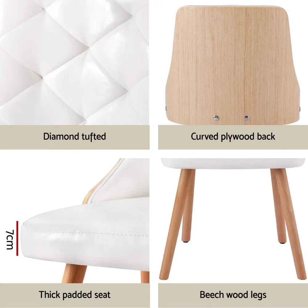 1 Set of 2 Artiss Dining Chairs White PU - Mekamart Australia