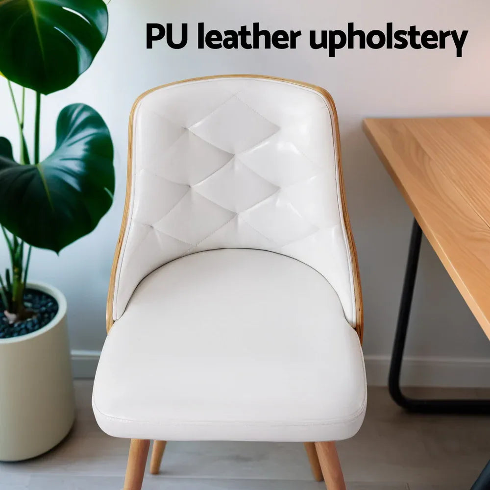 1 Set of 4 Artiss Dining Chairs White PU - Mekamart Australia