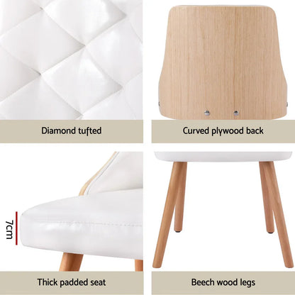 1 Set of 4 Artiss Dining Chairs White PU - Mekamart Australia