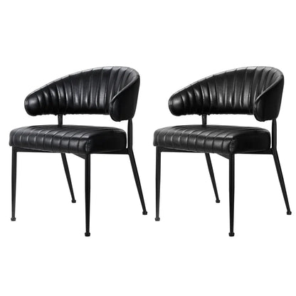 Artiss Dining Chairs Set of 2 Leather Hollow Armchair Black - Mekamart Australia