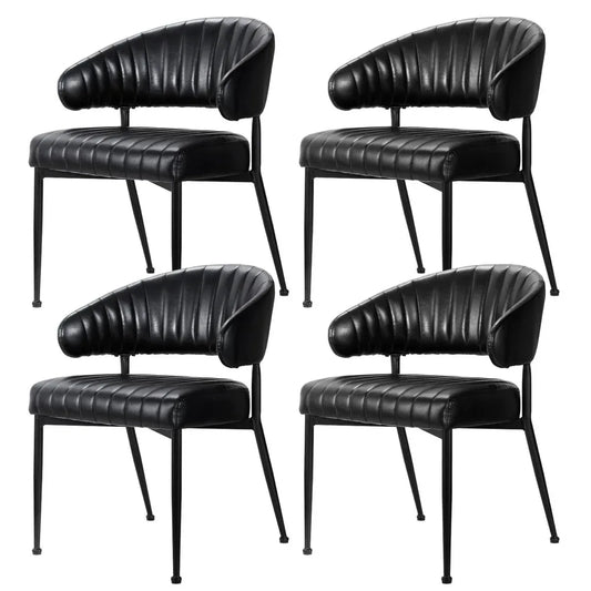 Artiss Dining Chairs Set of 4 Leather Hollow Armchair Black - Mekamart Australia