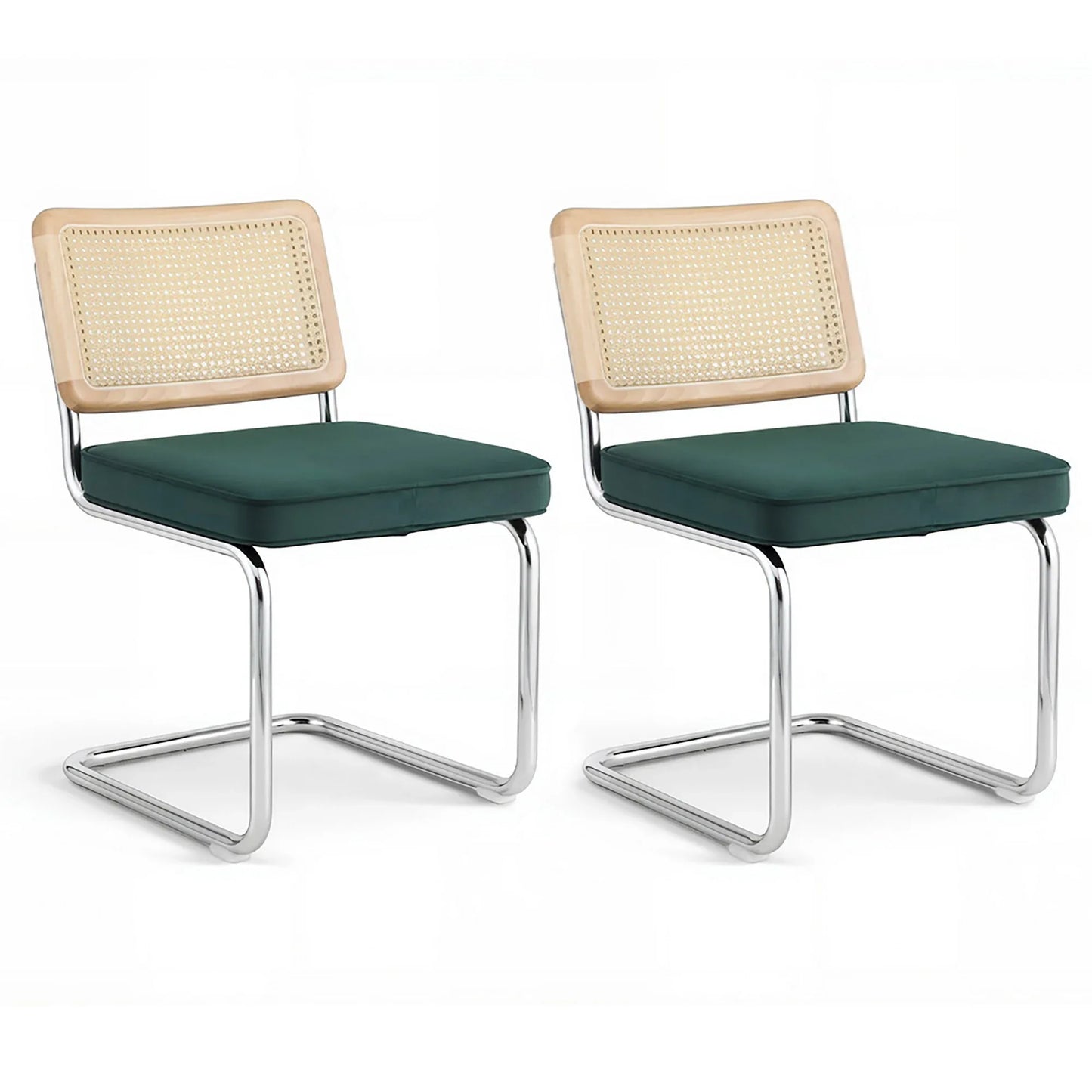 Artiss Dining Chairs Set of 2 Velvet Rattan Cantilever Green - Mekamart Australia