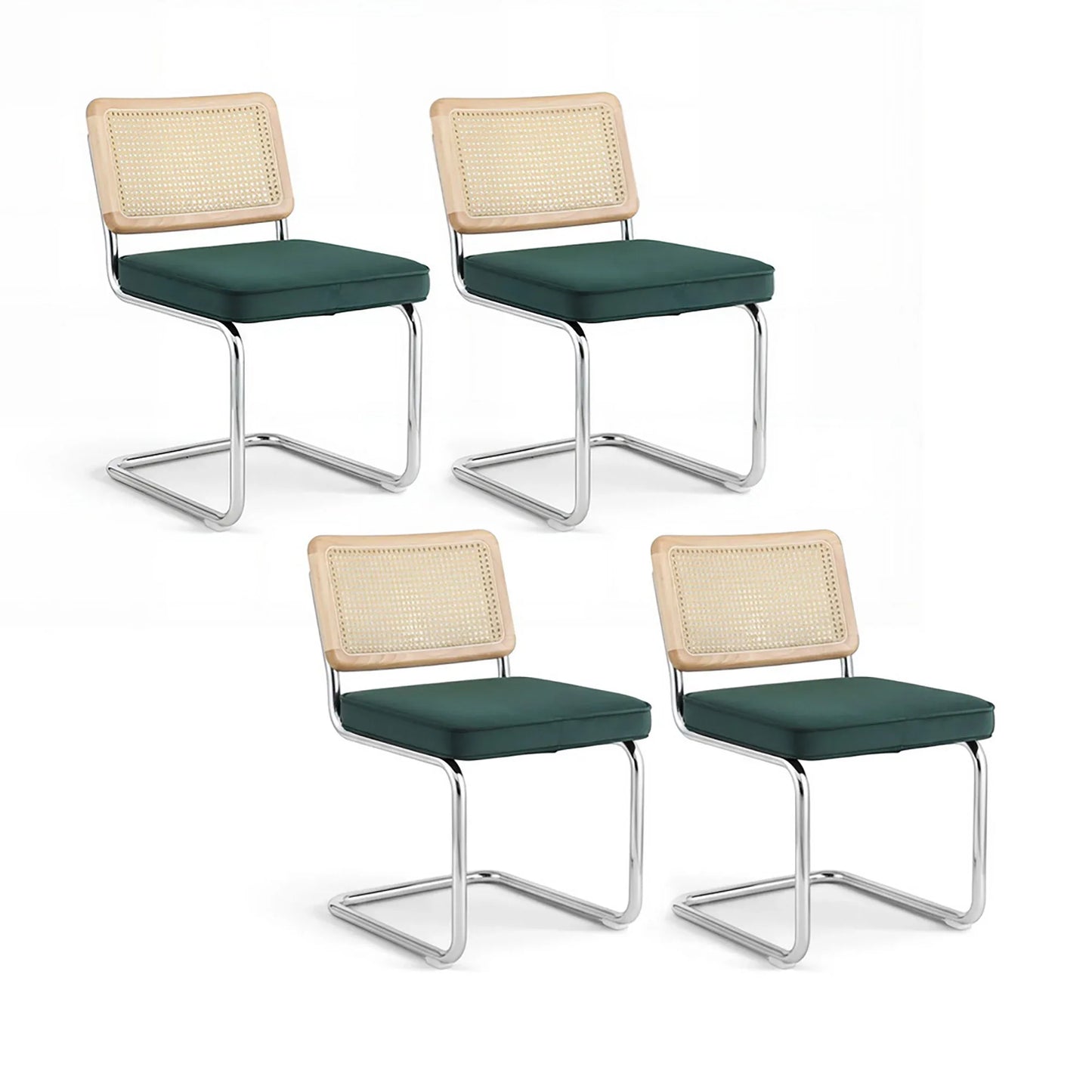 Artiss Dining Chairs Set of 4 Velvet Rattan Cantilever Green - Mekamart Australia