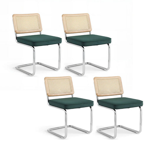 Artiss Dining Chairs Set of 4 Velvet Rattan Cantilever Green - Mekamart Australia