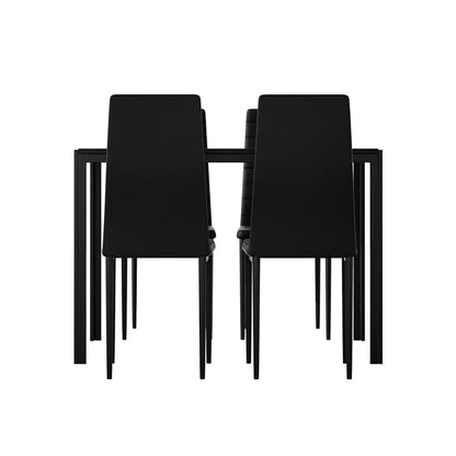 Artiss Dining Chairs and Table Dining Set 4 Chair Set Of 5 Black - Mekamart Australia