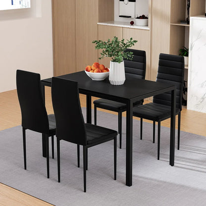 Artiss Dining Chairs and Table Dining Set 4 Chair Set Of 5 Black - Mekamart Australia