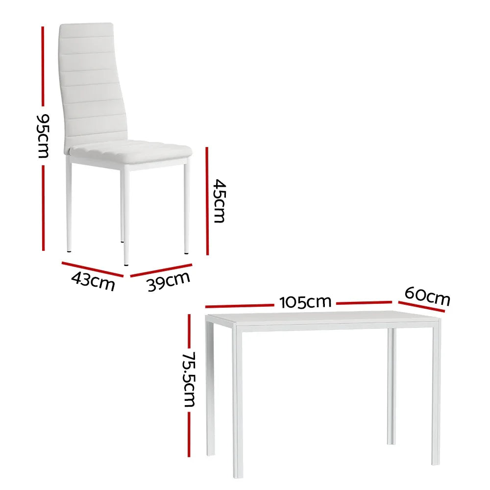 Artiss Dining Chairs and Table Dining Set 4 Chair Set Of 5 White - Mekamart Australia