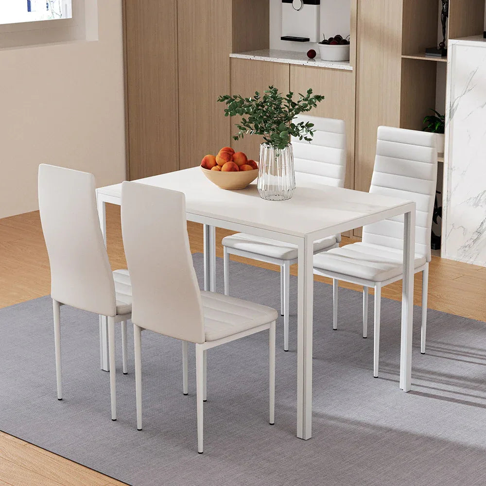 Artiss Dining Chairs and Table Dining Set 4 Chair Set Of 5 White - Mekamart Australia