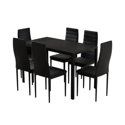 Artiss Dining Chairs and Table Dining Set 6 Chair Set Of 7 Black - Mekamart Australia