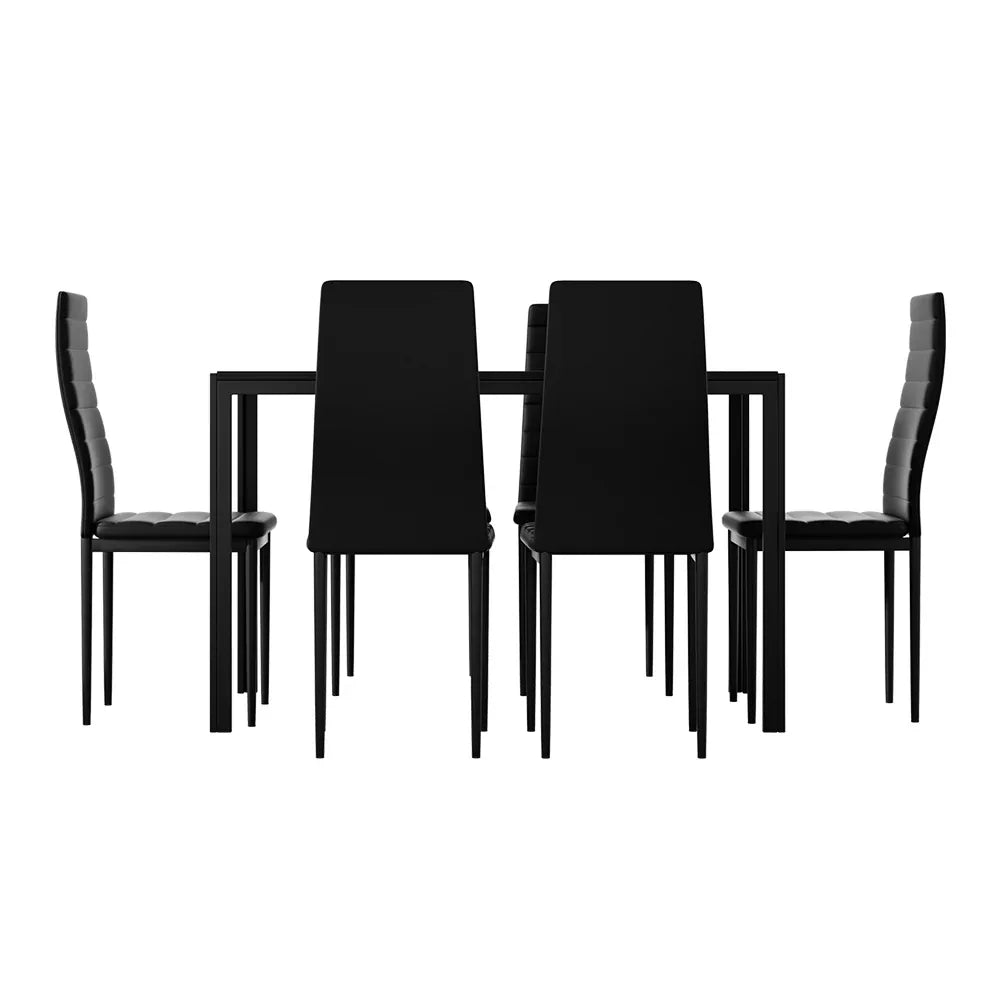 Artiss Dining Chairs and Table Dining Set 6 Chair Set Of 7 Black - Mekamart Australia