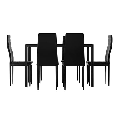 Artiss Dining Chairs and Table Dining Set 6 Chair Set Of 7 Black - Mekamart Australia