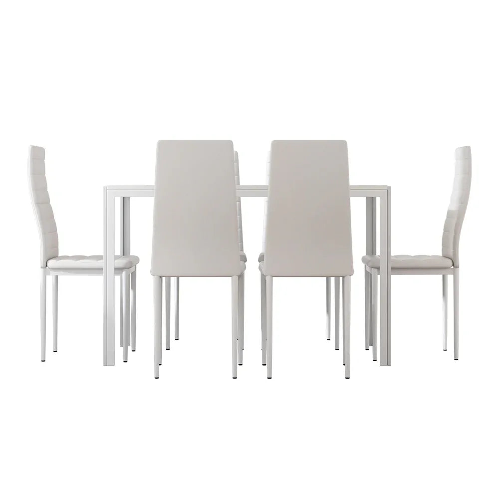 Artiss Dining Chairs and Table Dining Set 6 Chair Set Of 7 White - Mekamart Australia