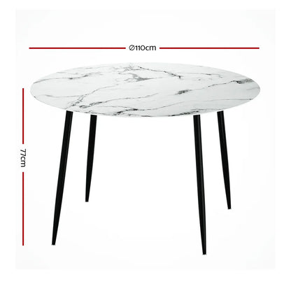 Artiss Dining Table Round Marble Effect 110CM - Mekamart Australia