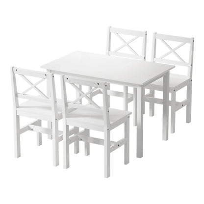 Artiss Dining Chairs and Table Dining Set 4 Cafe Chairs Set Of 5 4 Seater White - Mekamart Australia