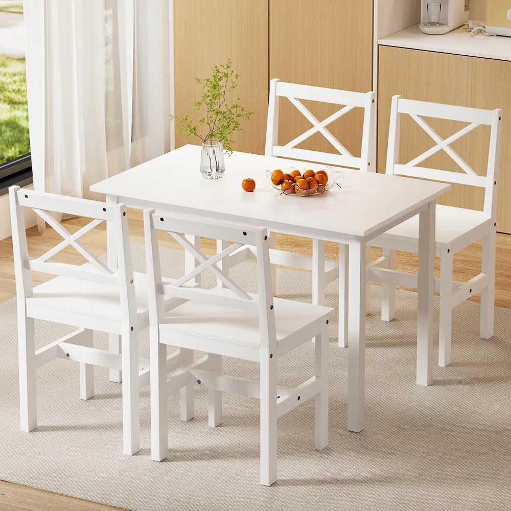 Artiss Dining Chairs and Table Dining Set 4 Cafe Chairs Set Of 5 4 Seater White - Mekamart Australia