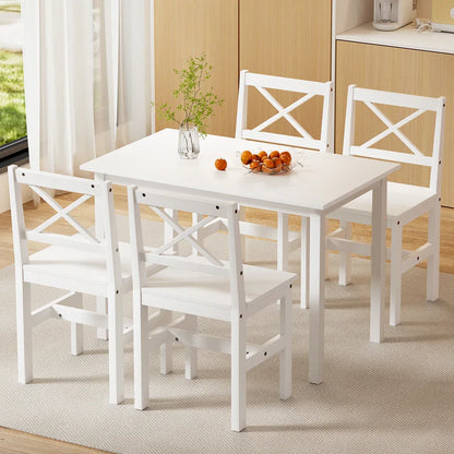 Artiss Dining Chairs and Table Dining Set 4 Cafe Chairs Set Of 5 4 Seater White - Mekamart Australia