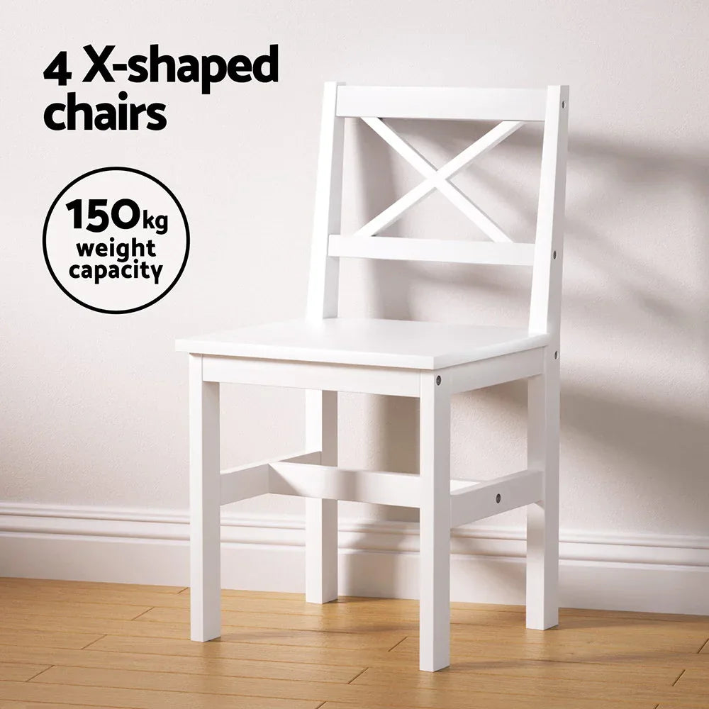 Artiss Dining Chairs and Table Dining Set 4 Cafe Chairs Set Of 5 4 Seater White - Mekamart Australia