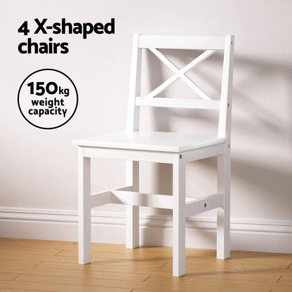Artiss Dining Chairs and Table Dining Set 4 Cafe Chairs Set Of 5 4 Seater White - Mekamart Australia