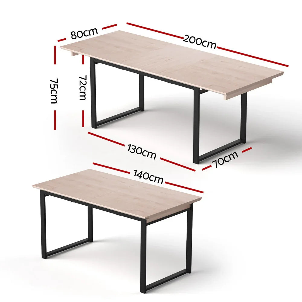 Artiss 2M Extendable Dining Table Kitchen Cafe Lounge Restaurant Tables Natural - Mekamart Australia