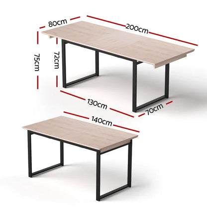 Artiss 2M Extendable Dining Table Kitchen Cafe Lounge Restaurant Tables Natural - Mekamart Australia