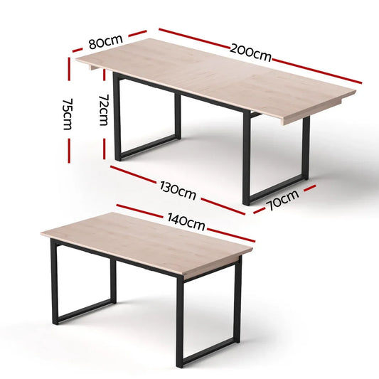 Artiss 2M Extendable Dining Table Kitchen Cafe Lounge Restaurant Tables Natural - Mekamart Australia