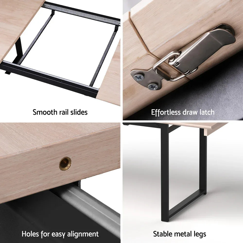 Artiss 2M Extendable Dining Table Kitchen Cafe Lounge Restaurant Tables Natural - Mekamart Australia