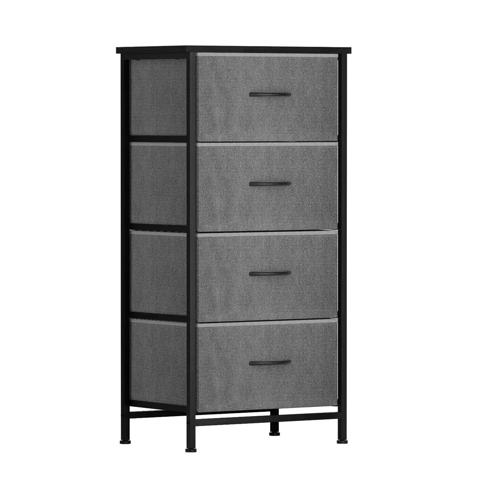 Artiss Chest of 4 Drawers Storage Dresser Tallboy Grey - Mekamart Australia