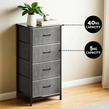 Artiss Chest of 4 Drawers Storage Dresser Tallboy Grey - Mekamart Australia