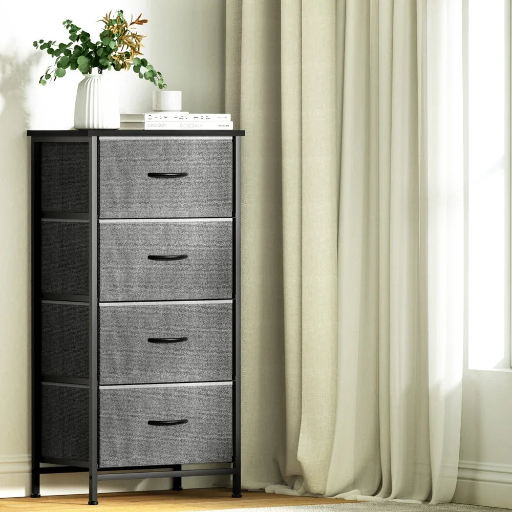 Artiss Chest of 4 Drawers Storage Dresser Tallboy Grey - Mekamart Australia