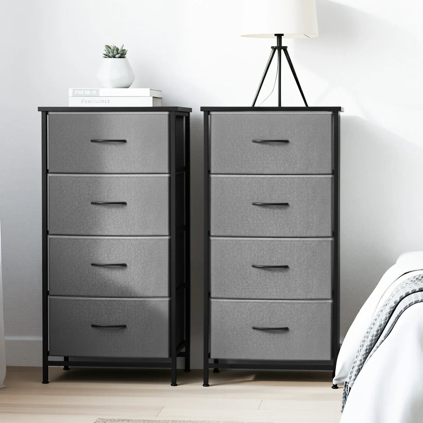 Artiss Set of 2 Chest of 4 Drawers Storage Dresser Tallboy Grey - Mekamart Australia